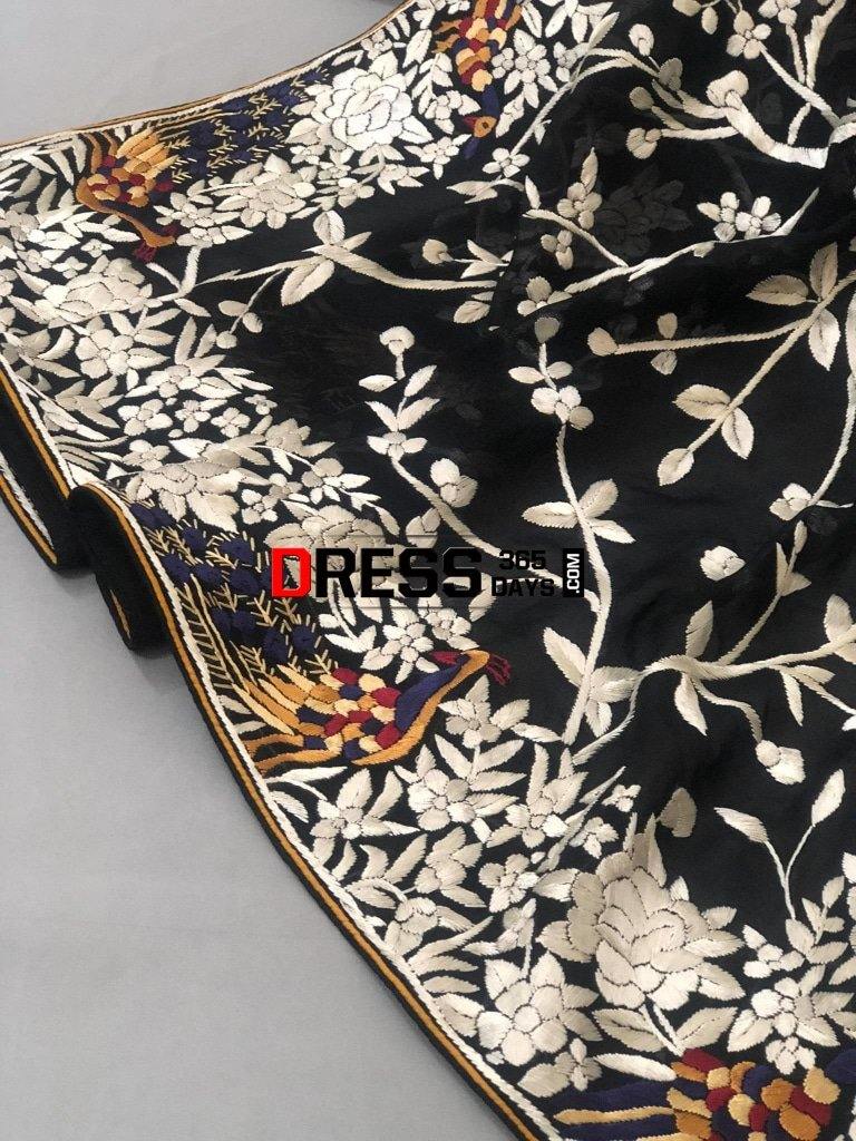 Designer Hand Embroidered Parsi Gara Dupatta
