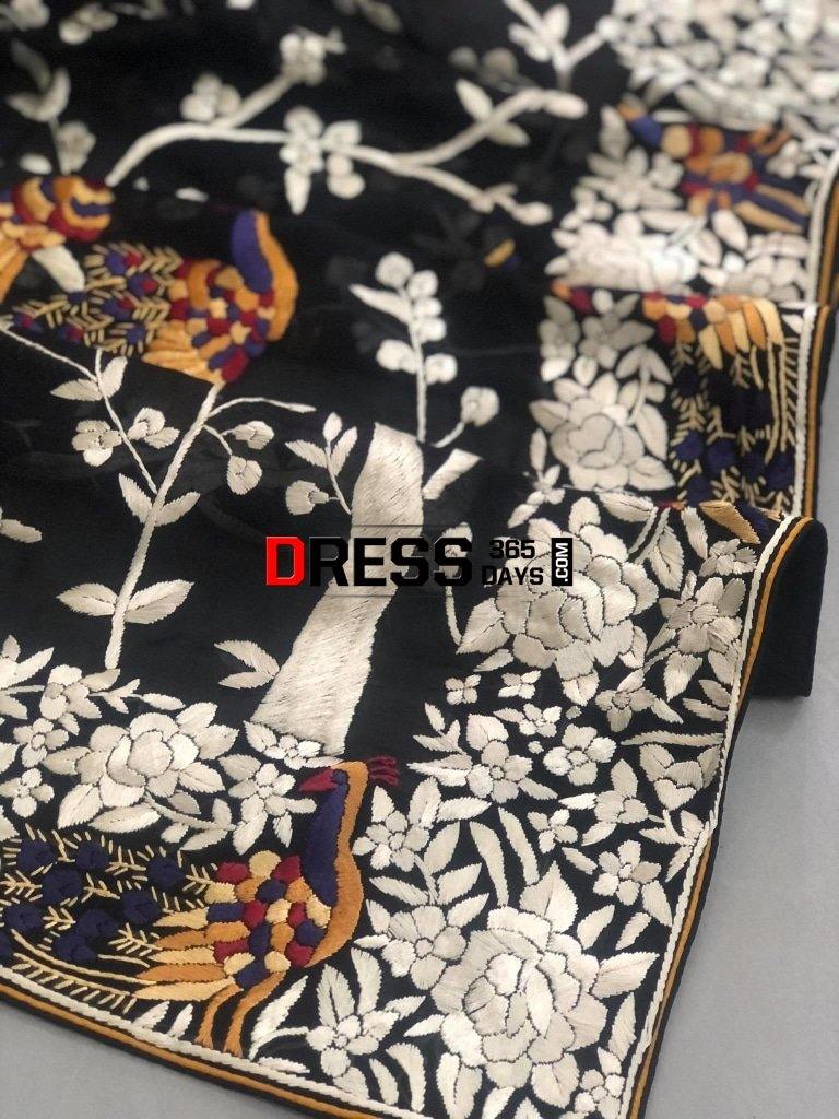 Designer Hand Embroidered Parsi Gara Dupatta