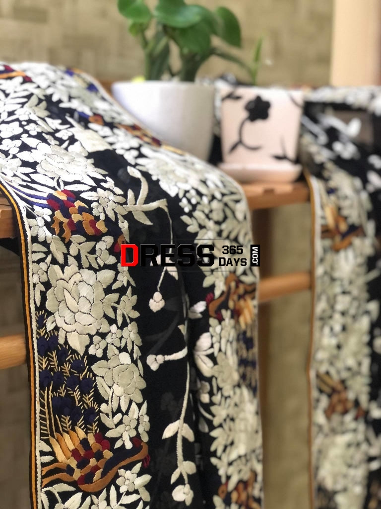 Designer Hand Embroidered Parsi Gara Dupatta