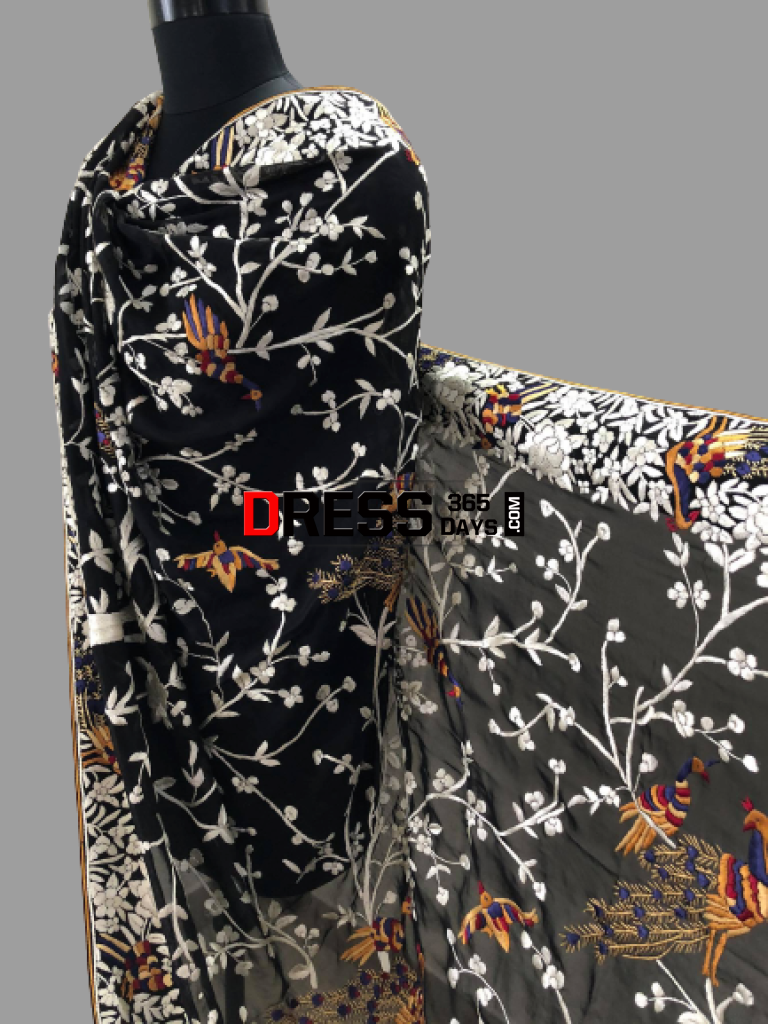 Designer Hand Embroidered Parsi Gara Dupatta