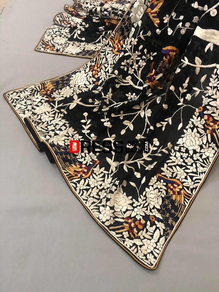 Designer Hand Embroidered Parsi Gara Dupatta