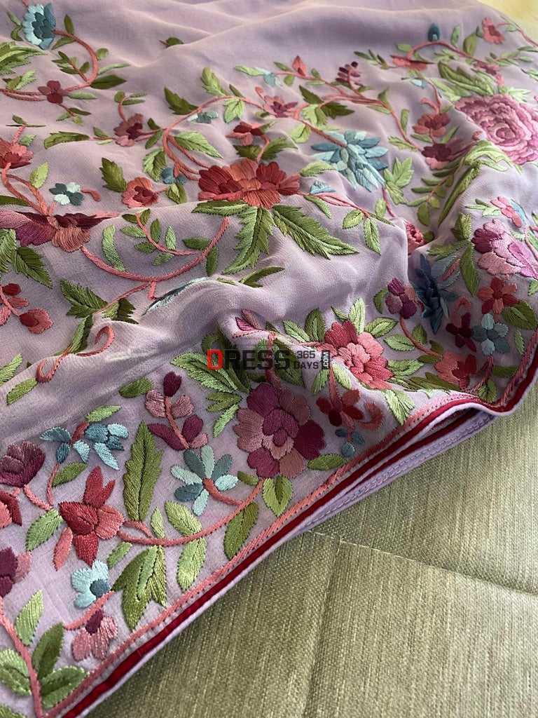 Designer Mauve Parsi Gara Saree