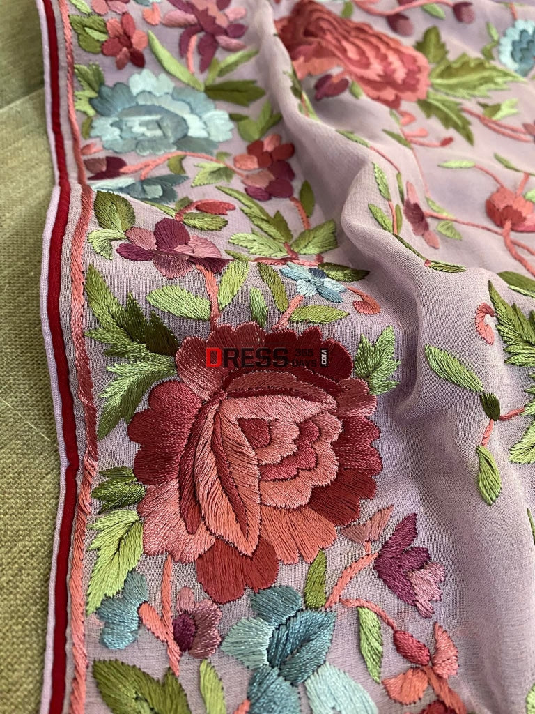 Designer Mauve Parsi Gara Saree