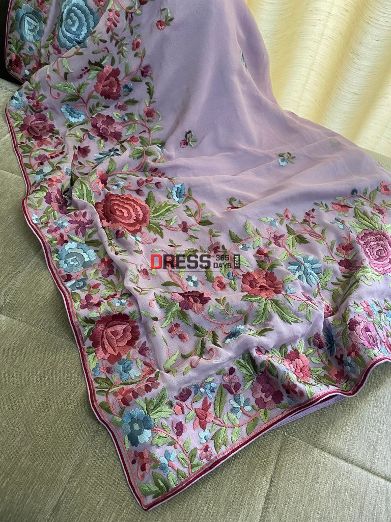 Designer Mauve Parsi Gara Saree