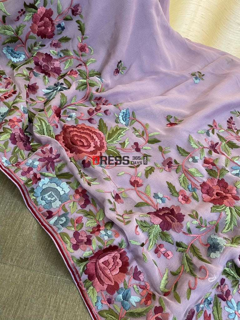 Designer Mauve Parsi Gara Saree