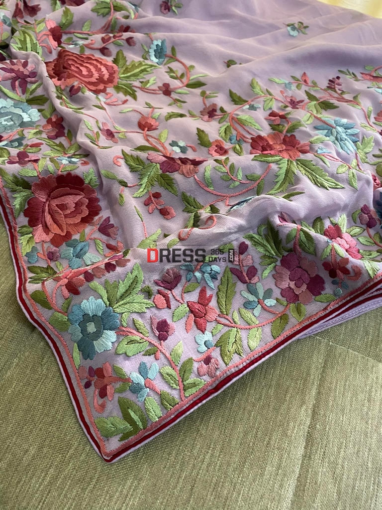 Designer Mauve Parsi Gara Saree
