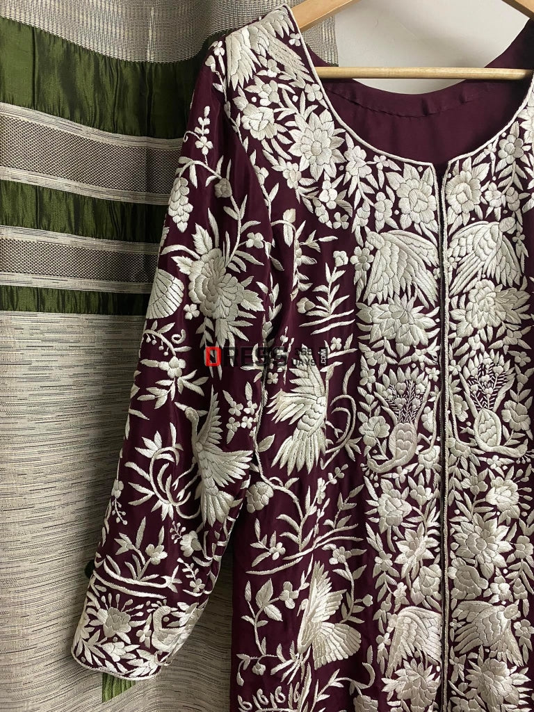 Designer Parsi Gara Hand Embroidered Jacket Suits