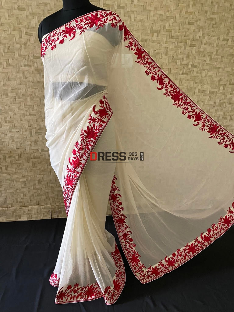 Designer Parsi Gara Pure Georgette Saree