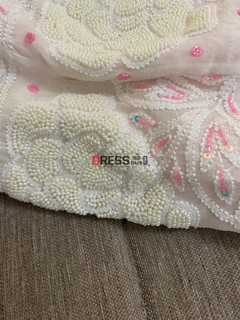 Designer Pearl Chikankari Anarkali Suit