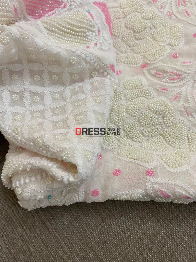 Designer Pearl Chikankari Anarkali Suit