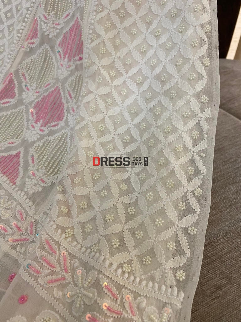 Designer Pearl Chikankari Anarkali Suit