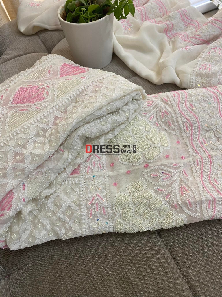 Designer Pearl Chikankari Anarkali Suit
