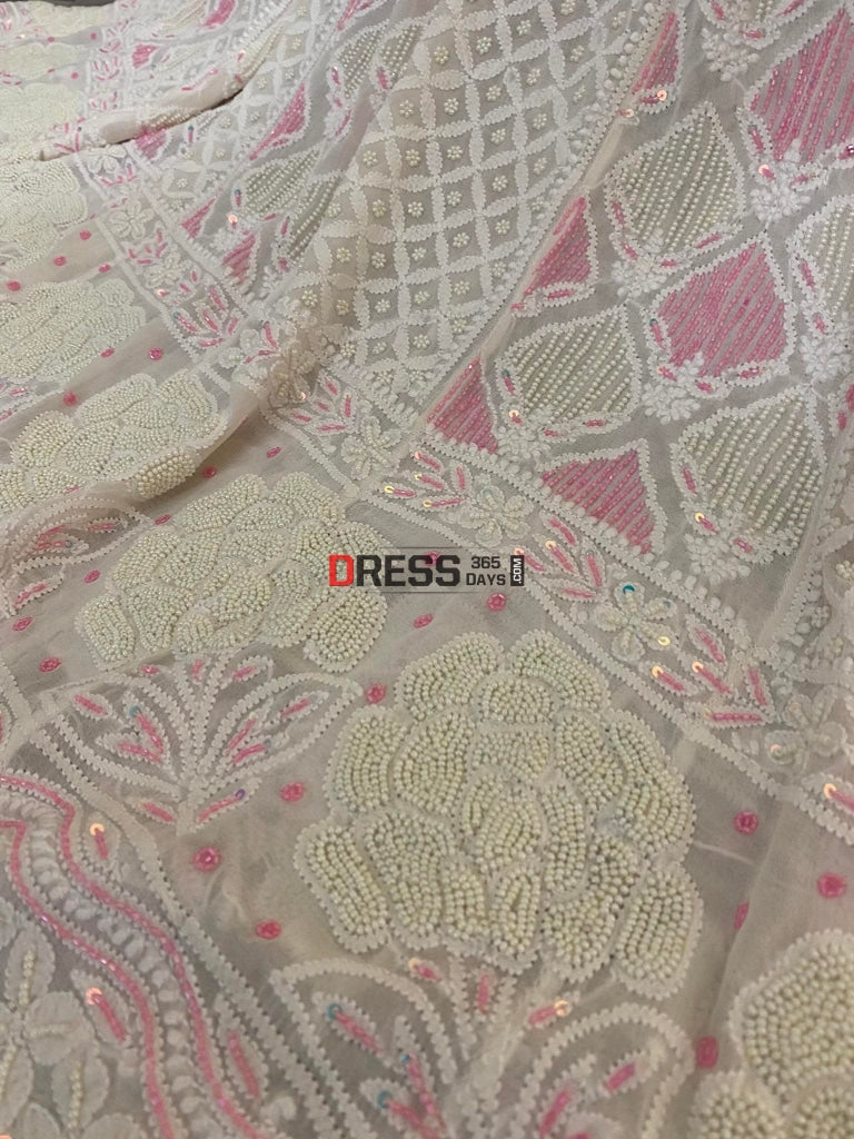 Designer Pearl Chikankari Anarkali Suit