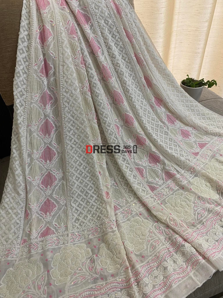 Designer Pearl Chikankari Anarkali Suit