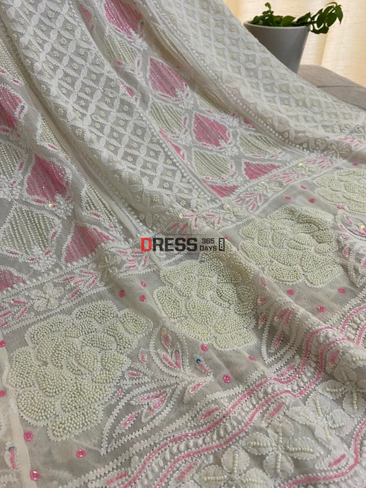 Designer Pearl Chikankari Anarkali Suit