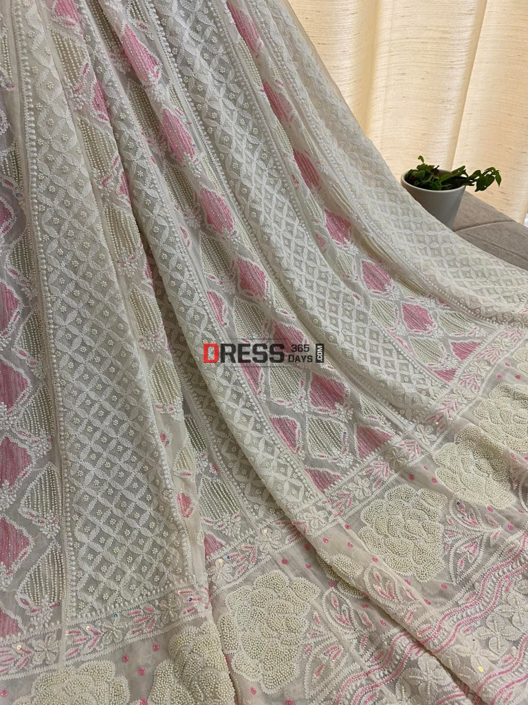 Designer Pearl Chikankari Anarkali Suit