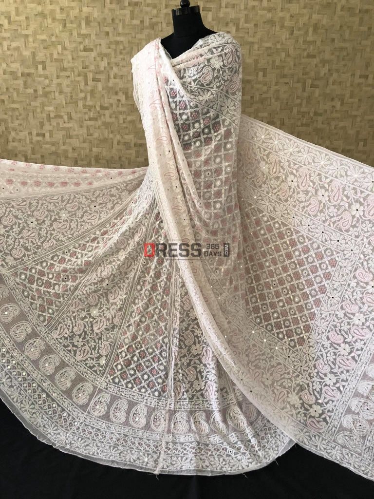 Designer Pearl Lucknowi Chikankari Lehenga Set