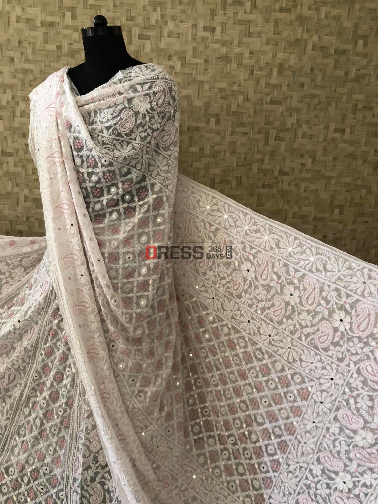 Designer Pearl Lucknowi Chikankari Lehenga Set