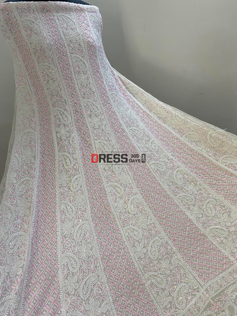 Designer Pearl Work Chikankari Anarkali Suit