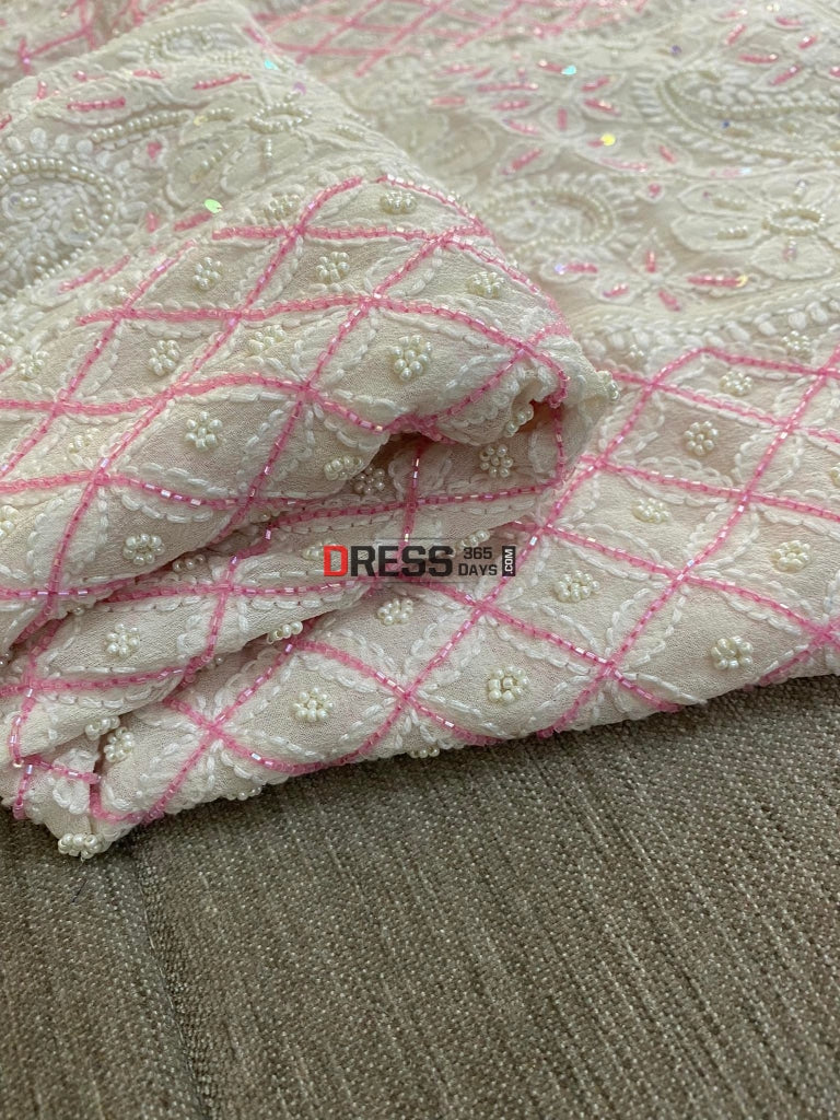 Designer Pearl Work Chikankari Anarkali Suit