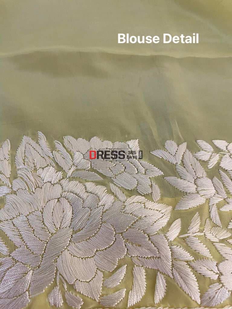 Designer Yellow Organza Parsi Gara Saree