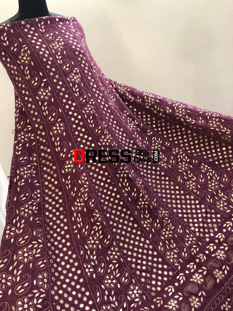 Dusty Mauve Mirror & Gota Patti Chikankari Anarkali Suit