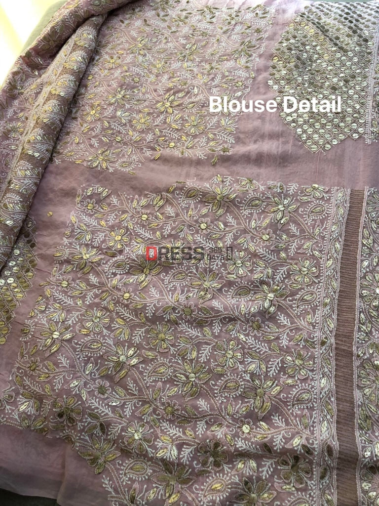 Dusty Pink Chikankari Gota Patti Lehenga Set