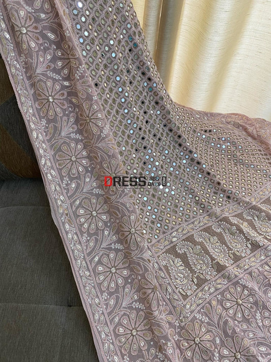 Dusty Pink Mirror & Gota Patti Chikankari Dupatta