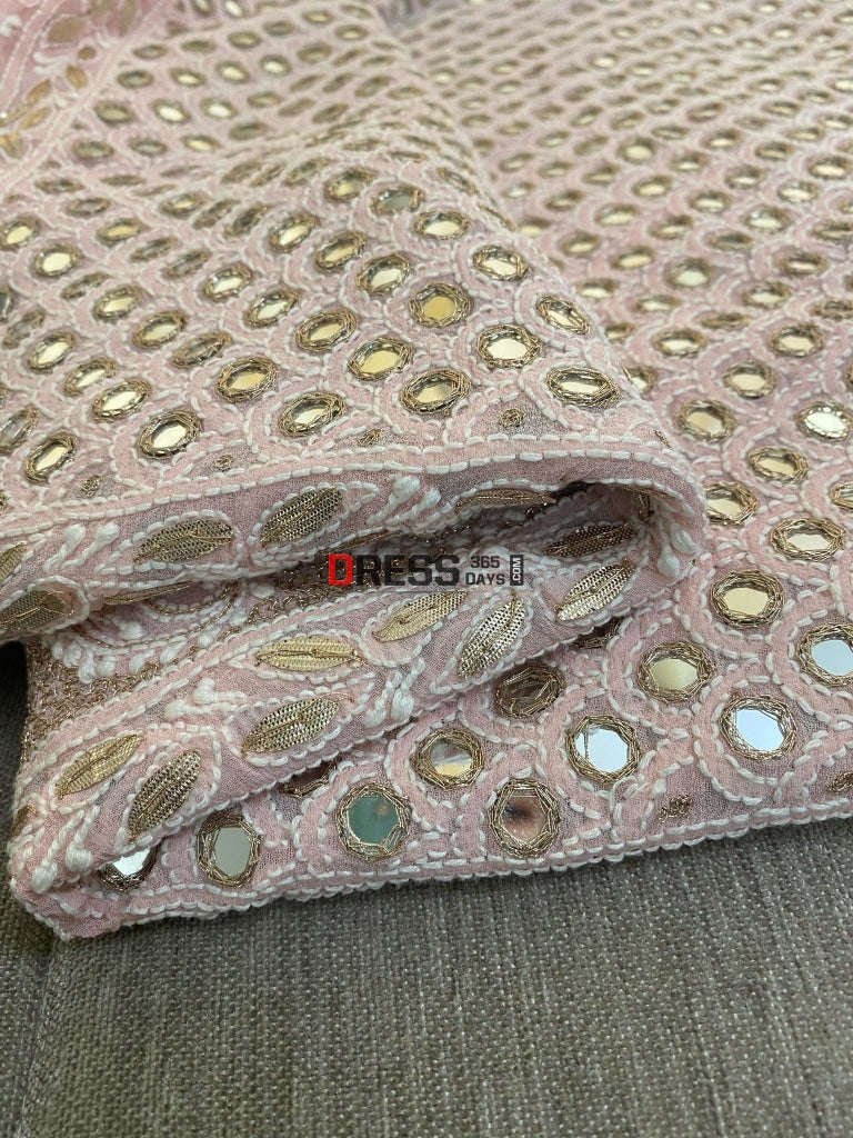 Dusty Pink Mirror & Gota Patti Chikankari Dupatta