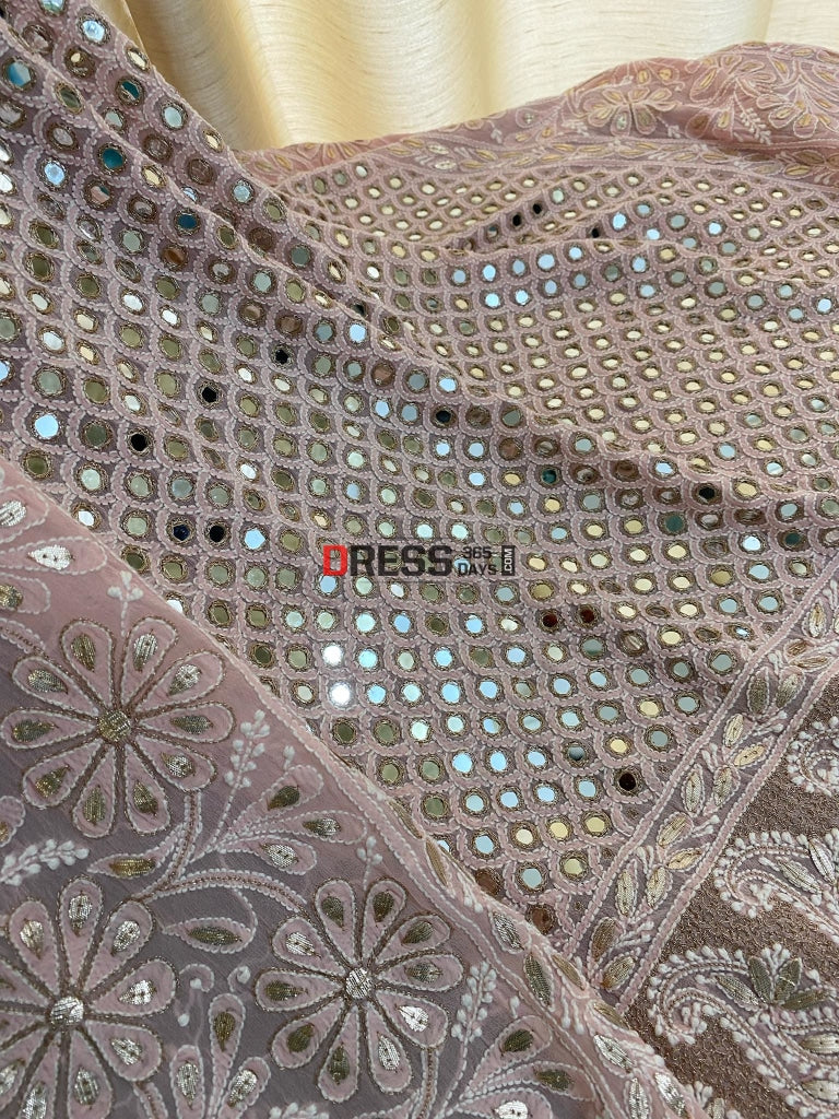 Dusty Pink Mirror & Gota Patti Chikankari Dupatta