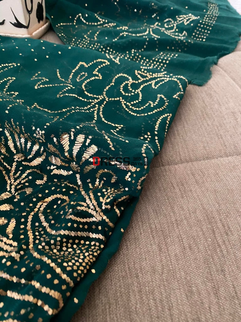 Emerald Green Kamdani Suit Chikankari Suits
