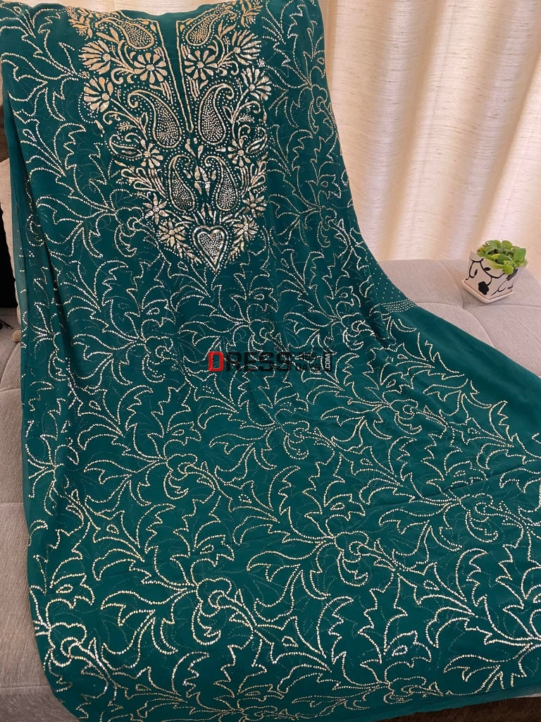 Emerald Green Kamdani Suit Chikankari Suits