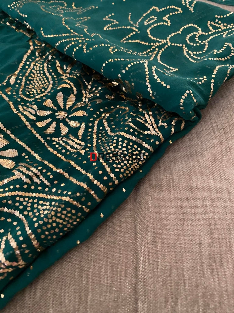 Emerald Green Kamdani Suit Chikankari Suits
