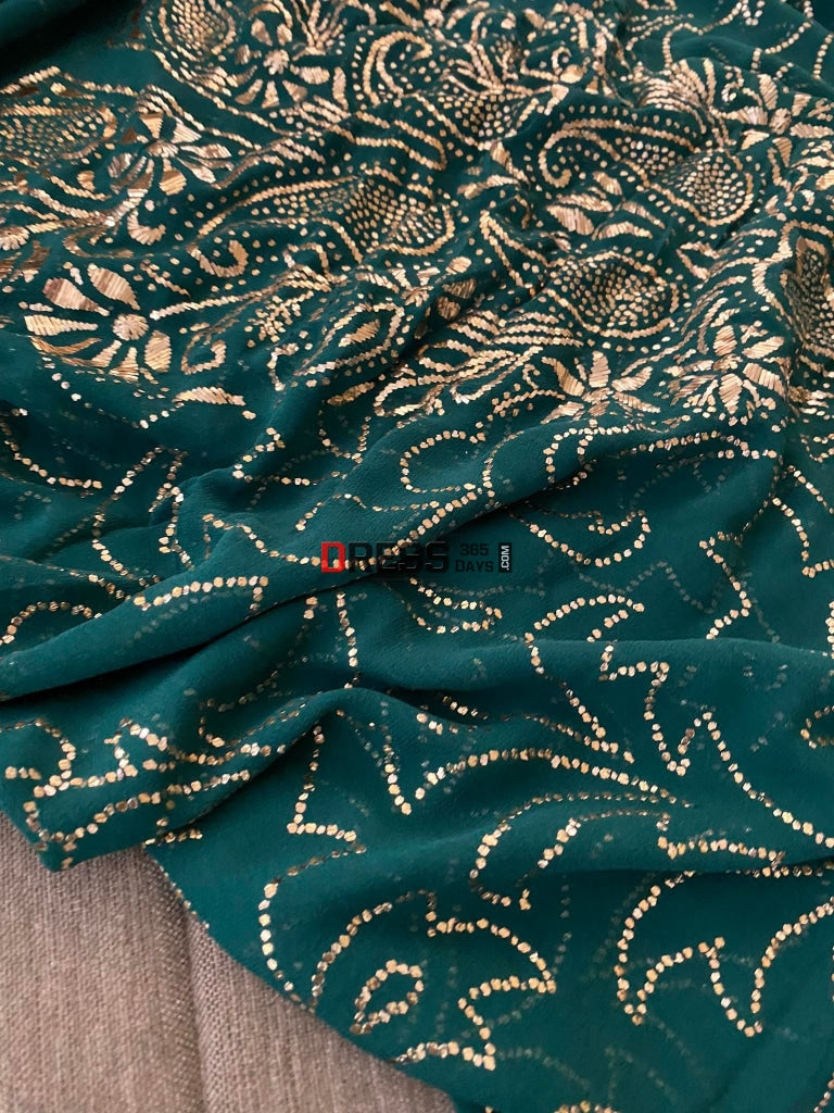 Emerald Green Kamdani Suit Chikankari Suits