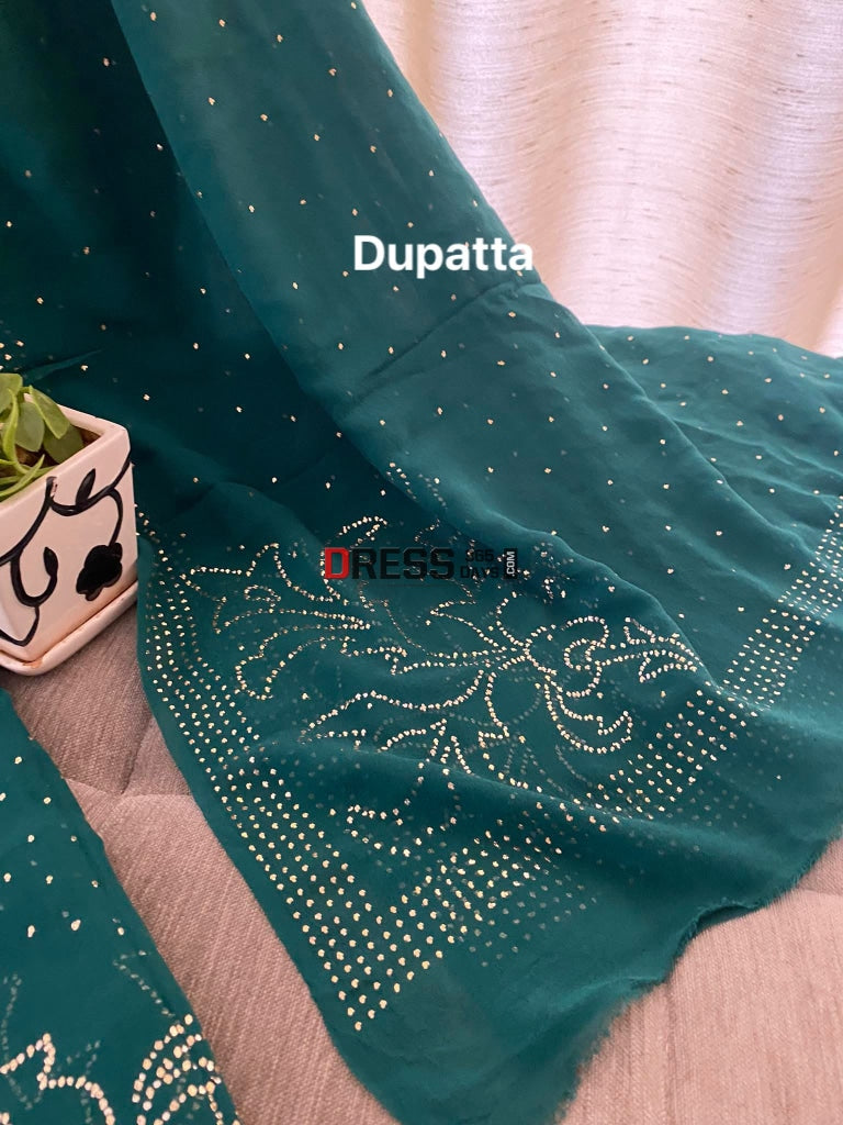 Emerald Green Kamdani Suit Chikankari Suits