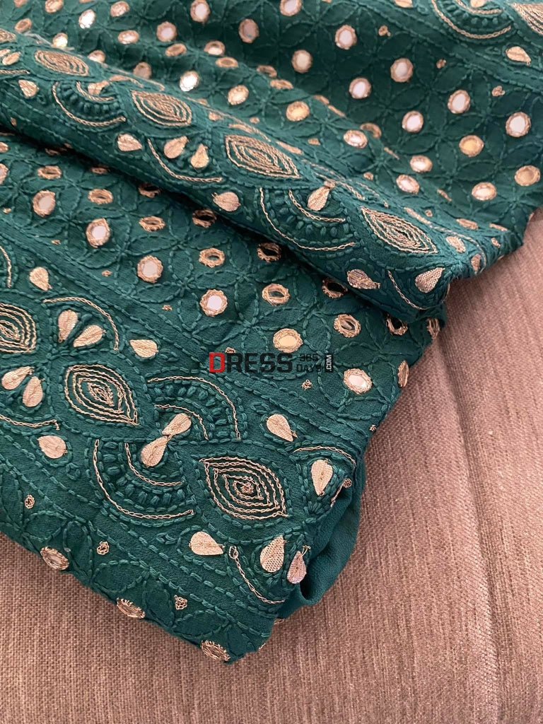 Emerald Green Mirror & Gota Patti Lucknowi Chikankari Suit Suits