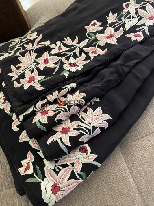 Exclusive Parsi Gara Crepe Silk Saree