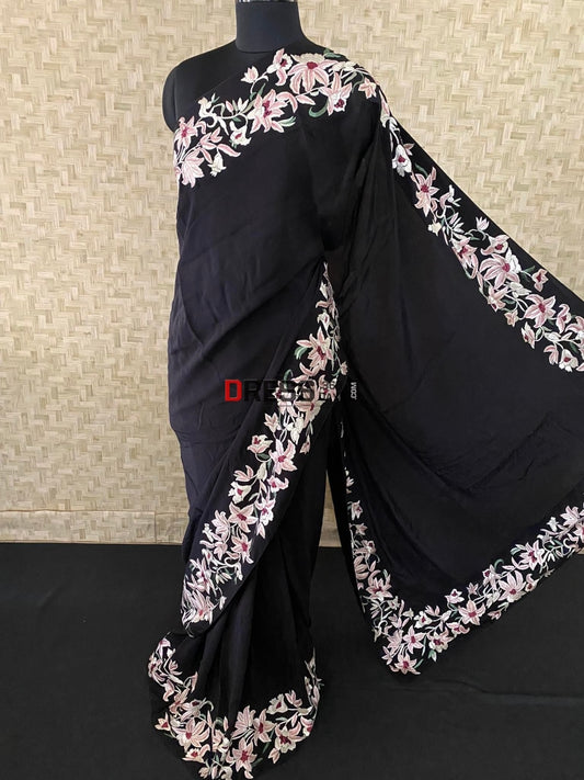 Exclusive Parsi Gara Crepe Silk Saree