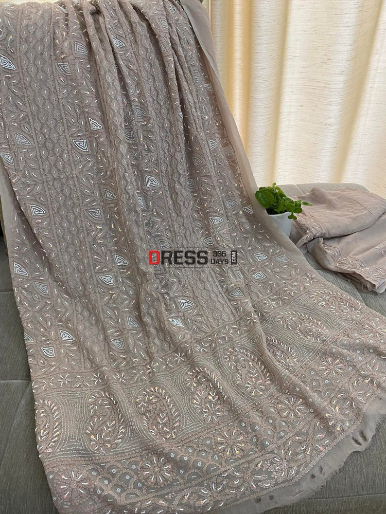 Pearl Work Chikankari Kurti Set