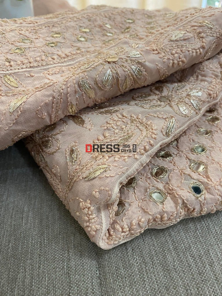 Fawn Mirror & Gota Patti Chikankari Anarkali Suit