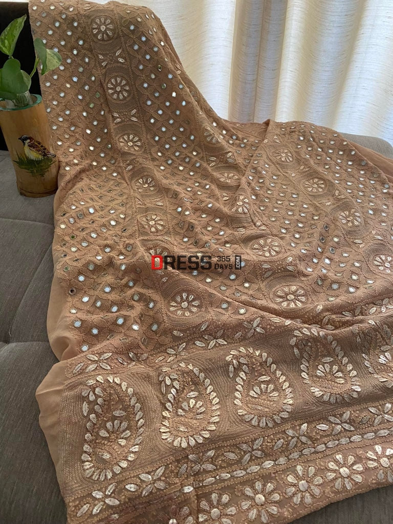 Fawn Mirror & Gota Patti Lucknowi Chikankari Suit Suits
