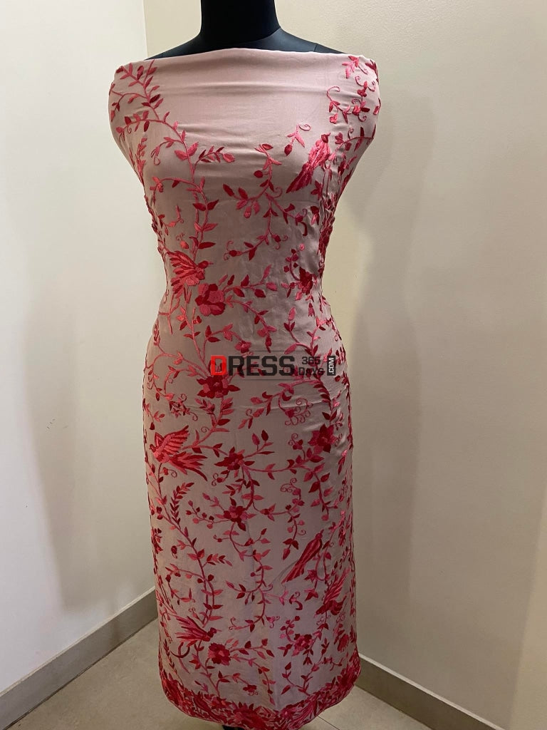 Fawn Parsi Gara Hand Embroidered Three Piece Suit Suits
