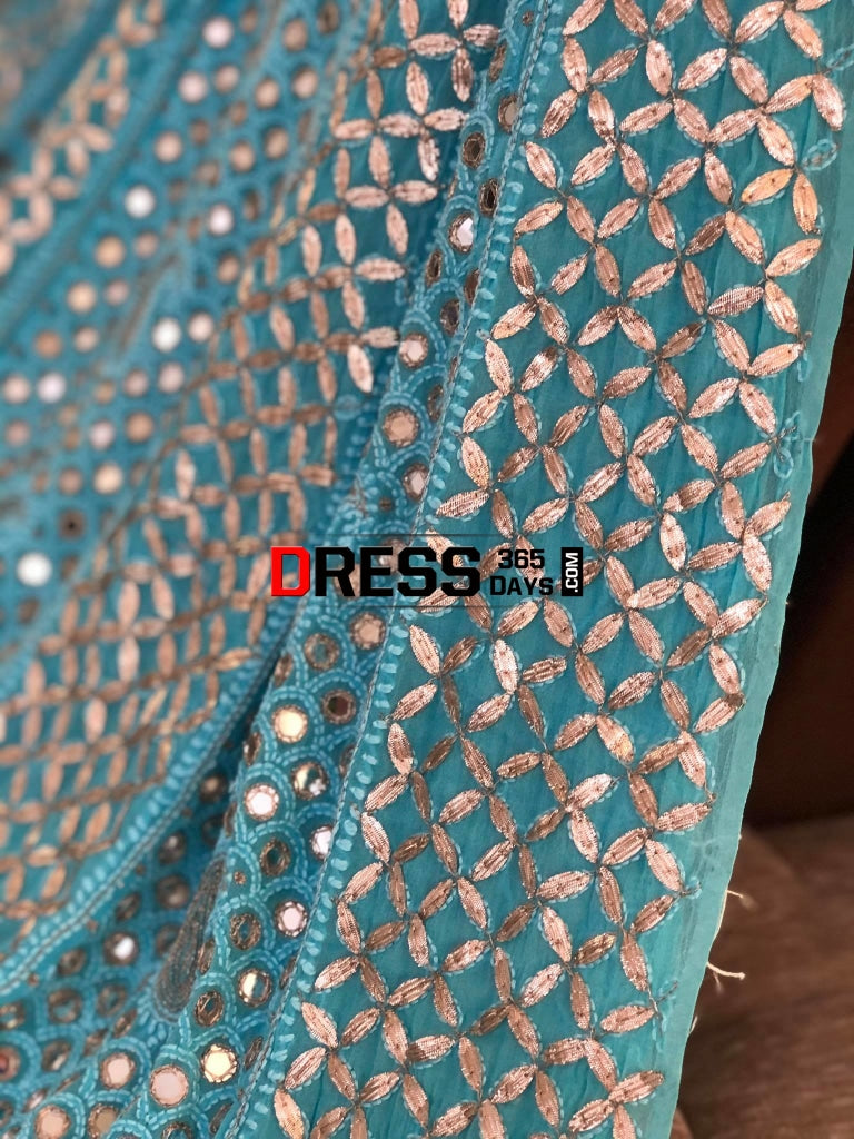 Ferozi Mirror & Gota Patti Chikankari Anarkali Suit