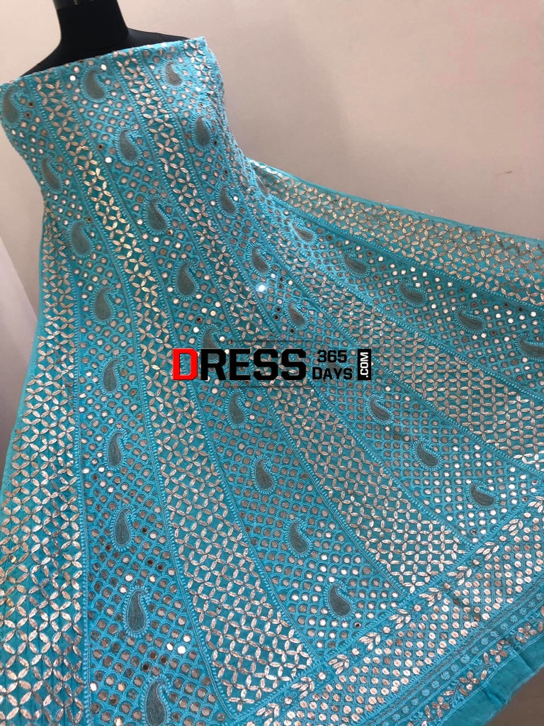 Ferozi Mirror & Gota Patti Chikankari Anarkali Suit