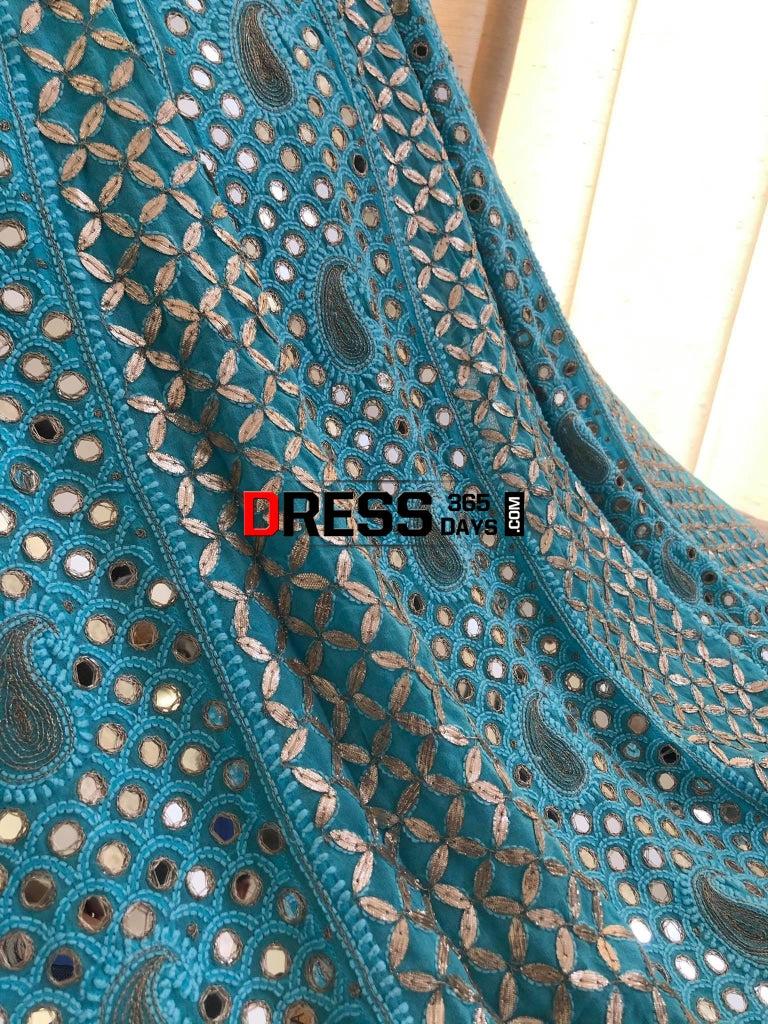 Ferozi Mirror & Gota Patti Chikankari Anarkali Suit