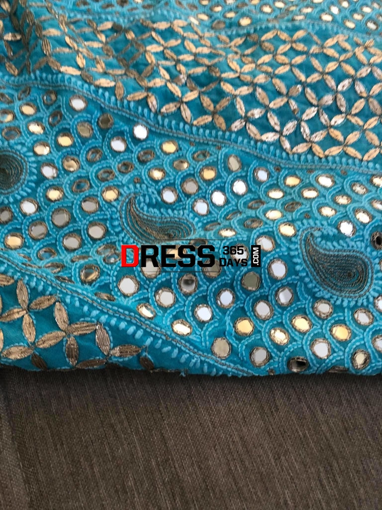 Ferozi Mirror & Gota Patti Chikankari Anarkali Suit