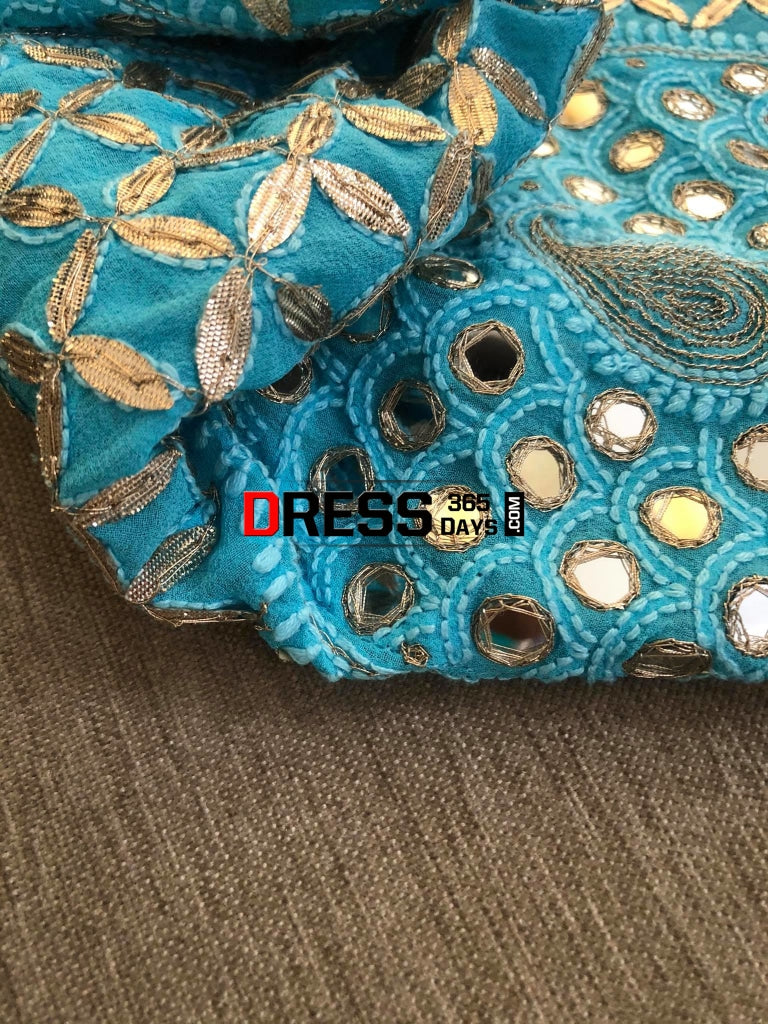 Ferozi Mirror & Gota Patti Chikankari Anarkali Suit