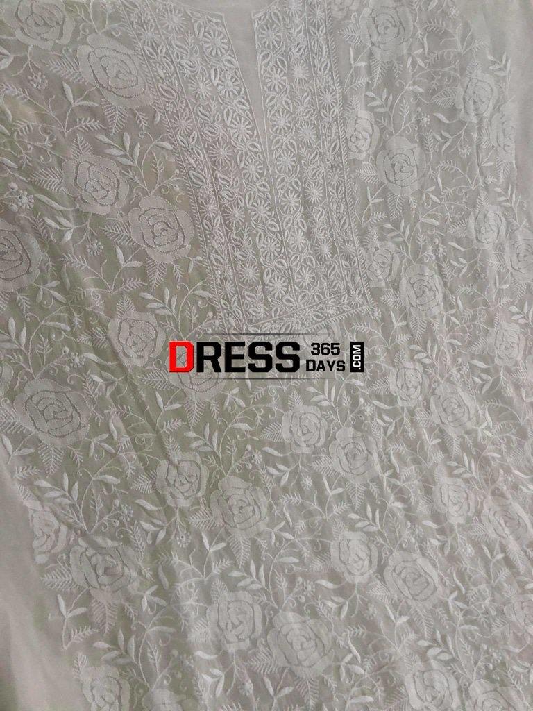 Fine Chikankari Front And Back Embroidered Suit (Lower Included) Suits