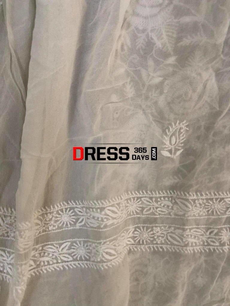 Fine Chikankari Front And Back Embroidered Suit (Lower Included) Suits
