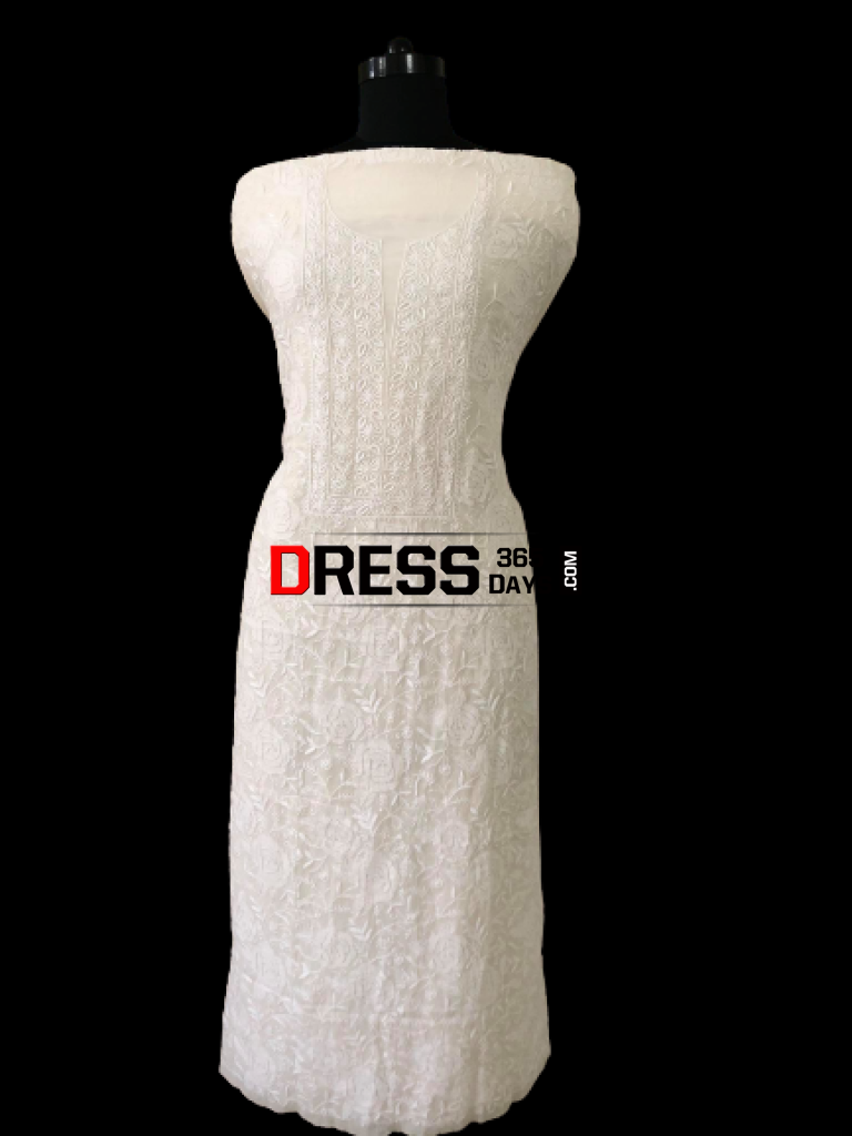 Fine Chikankari Front And Back Embroidered Suit (Lower Included) Suits